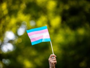 Trans flag waving